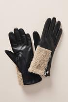 Anthropologie Leather Shearling Gloves