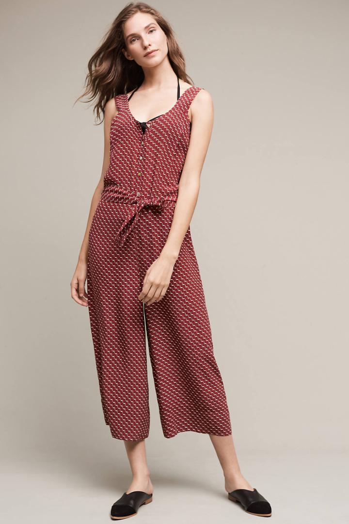 Asceno Geo-printed Silk Jumpsuit