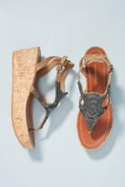Anthropologie Beaded Cork Platform Sandals