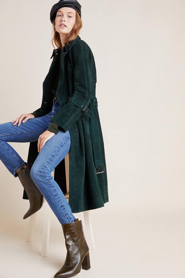Avec Les Filles Melanie Suede Trench Coat