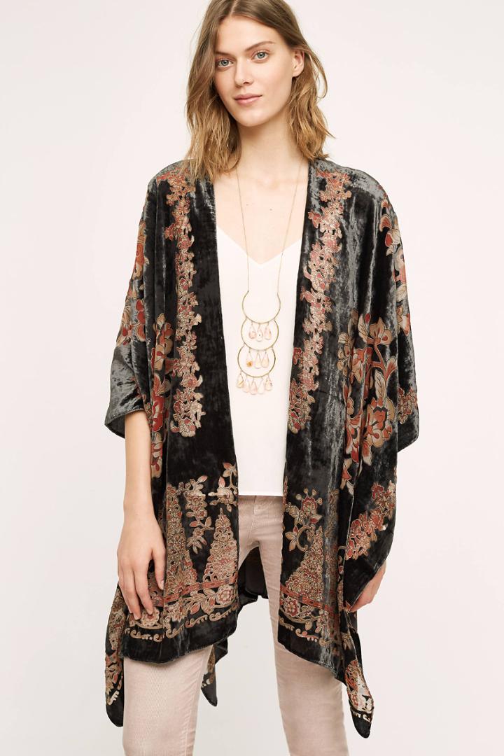 Anthropologie Velvet Jardin Kimono
