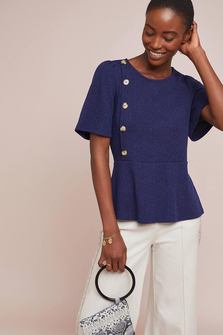 Sunday In Brooklyn Buttoned Peplum Top