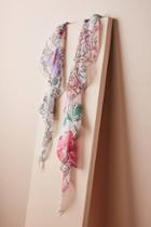Anthropologie Painted Florals Ruffled Scarf