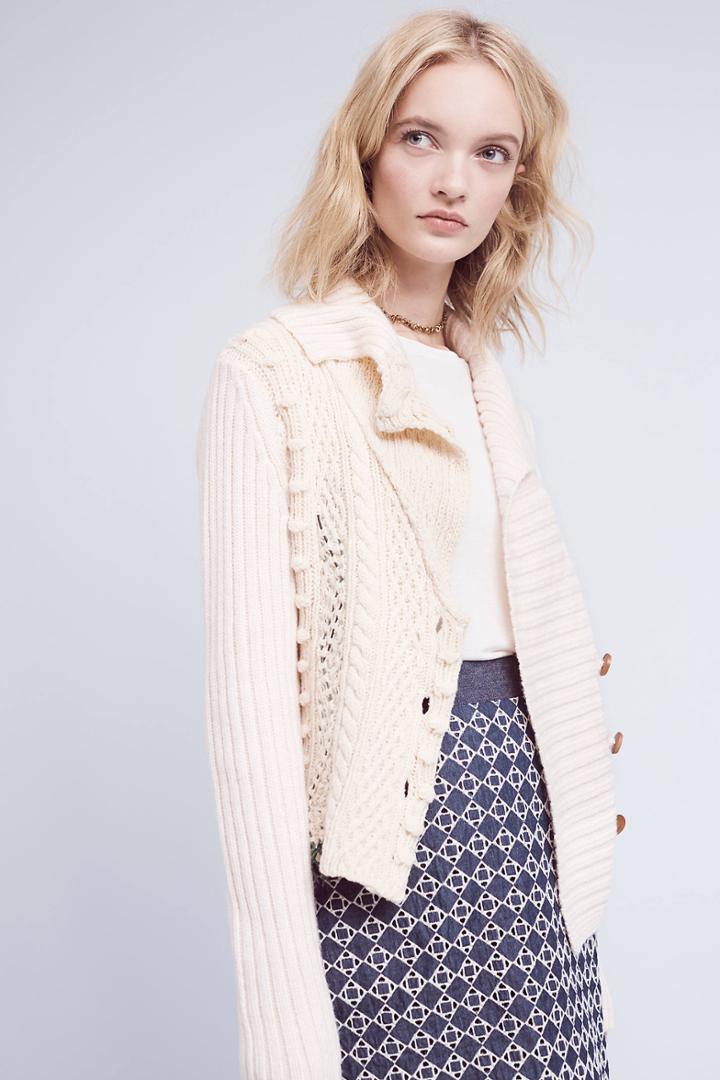 Rosie Neira Threaded Cableknit Cardigan