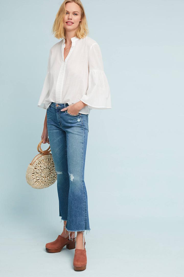 Mother The Weekender Fray Mid-rise Flare Jeans