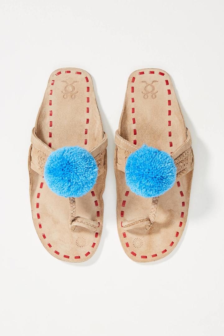 Figue X Anthropologie Leo Pom Pom Slide Sandals