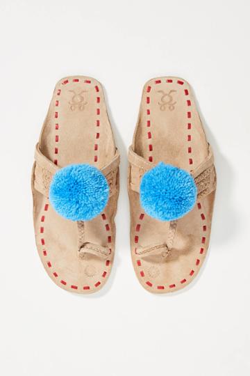 Figue X Anthropologie Leo Pom Pom Slide Sandals