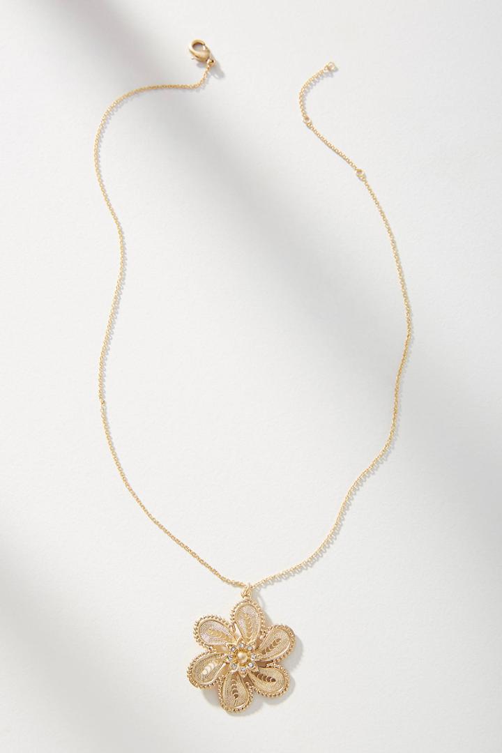 Anthropologie Julietta Flower Pendant Necklace