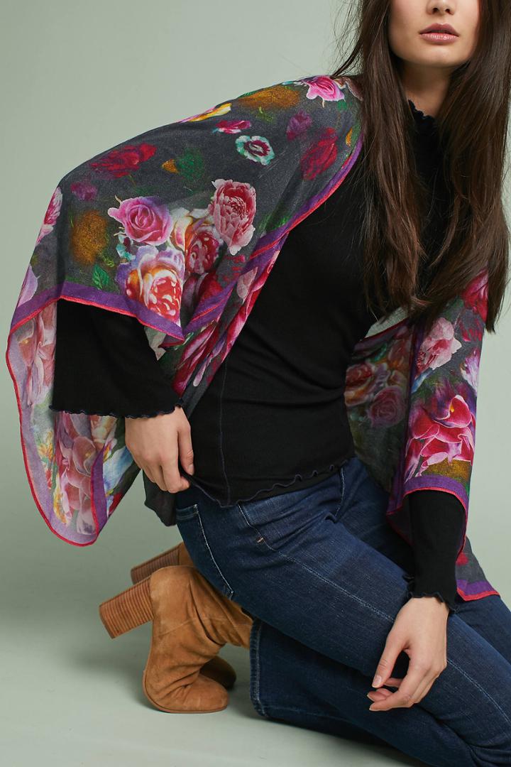 Anthropologie Fuschia Floral Kimono