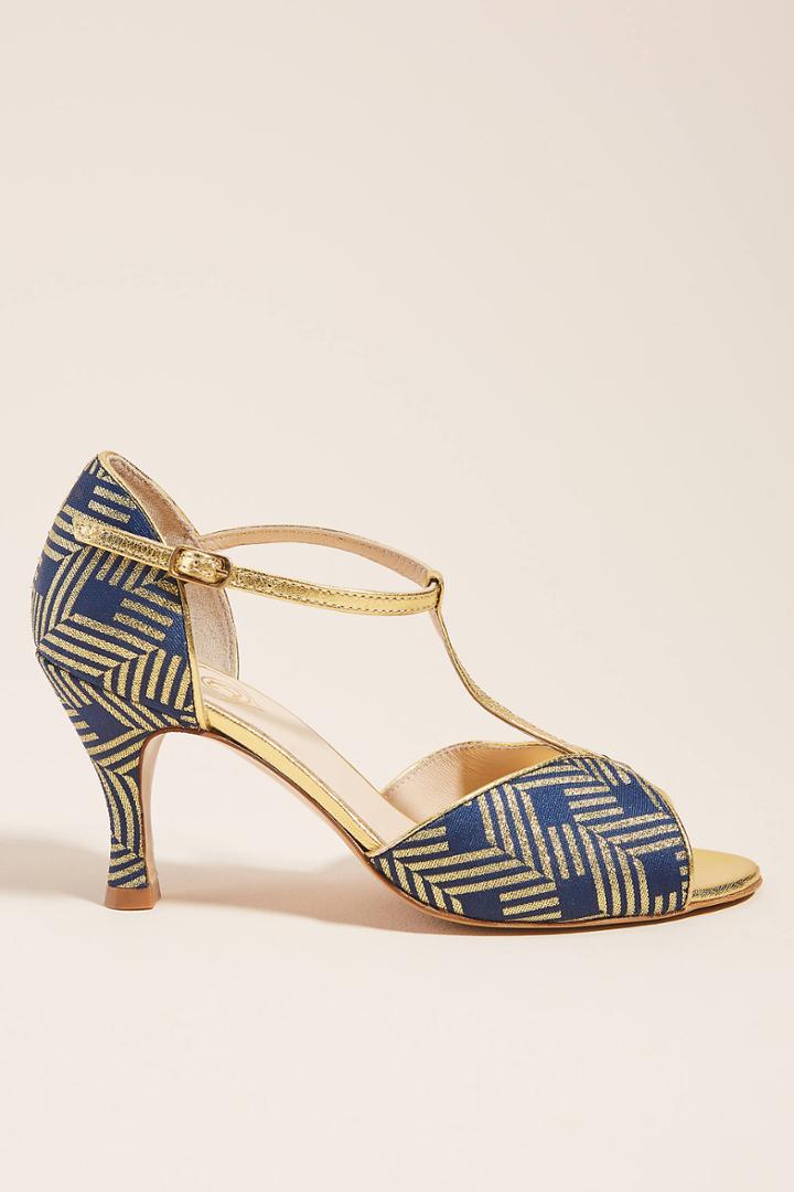 Dora Patterned T-strap Heels