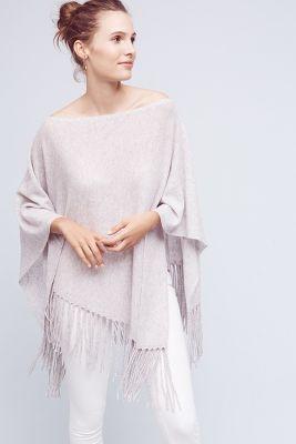 White & Warren Briony Fringed Poncho