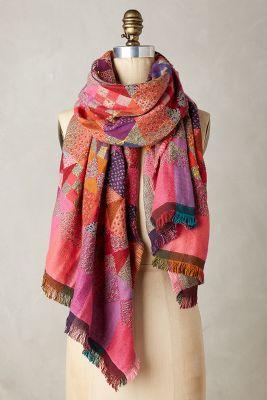 Anthropologie Rainbow Mosaic Scarf