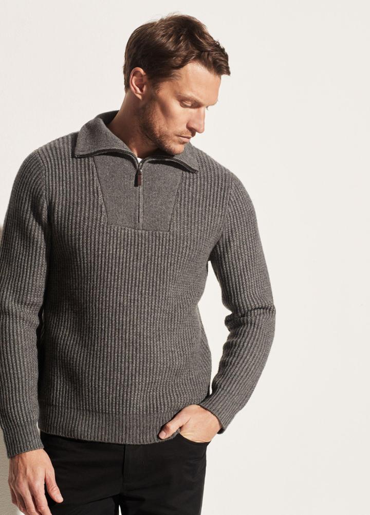 Vince Textured Rib Quarter Zip