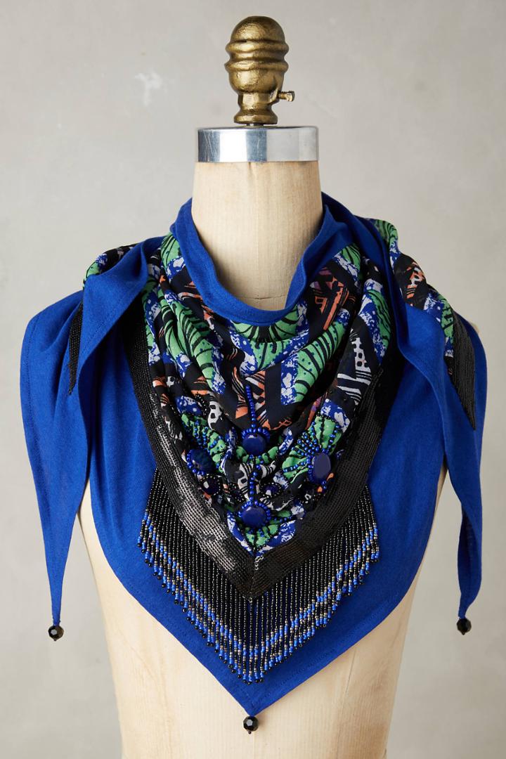 Mary Frances Beaded Banana Leaf Scarf