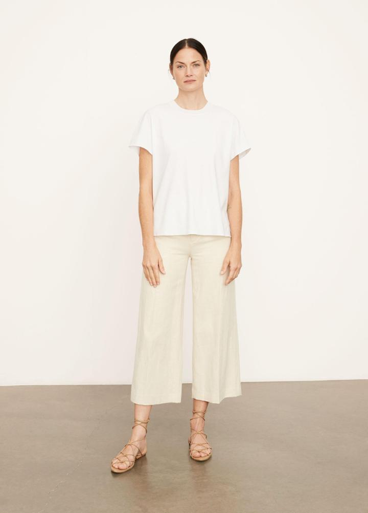 Vince Rib Trim Flutter Blouse