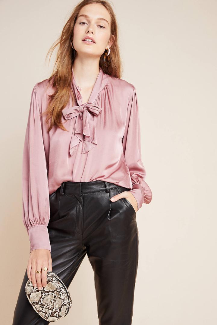 Velvet By Graham & Spencer Alanna Tie-neck Blouse