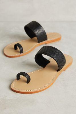 Mystique Embossed Toe-loop Slides Black