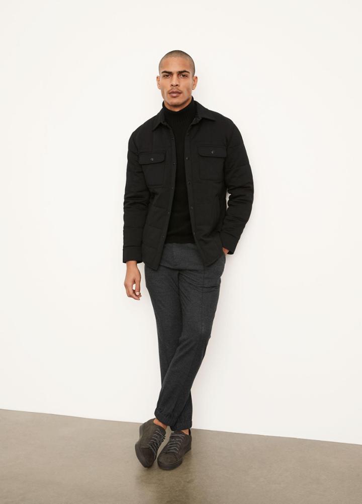Vince Quilted Mixed Media Shirt Jacket