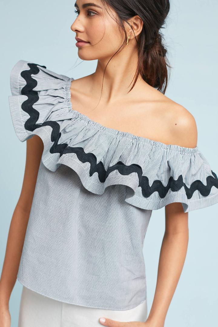 Misa Faezen Ruffled One-shoulder Top