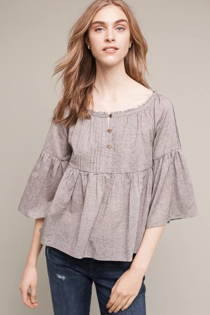 Eri + Ali Pleated Bell-sleeve Henley