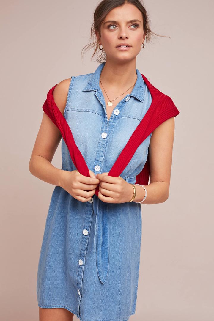 Cloth & Stone Belted Denim Shirtdress