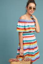 4our Dreamers Striped Off-the-shoulder Dress