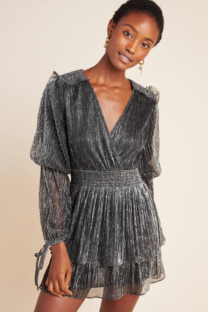 Misa Lisi Smocked Metallic Mini Dress