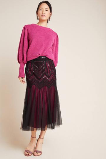 Geisha Designs Marlee Sequined Tulle Midi Skirt