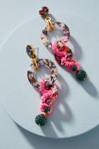 Elizabeth Cole Pink Chain Drop Earrings
