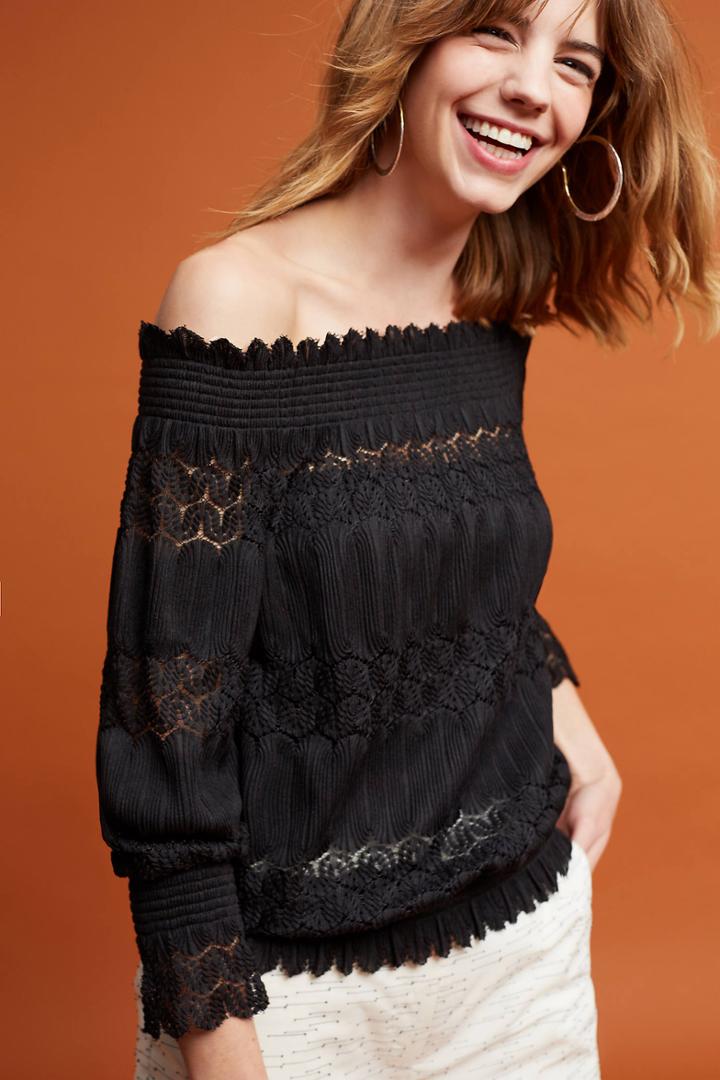 Deletta Riley Tasseled Off-the-shoulder Top