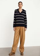 Vince Easy Striped Johnny Collar Sweater