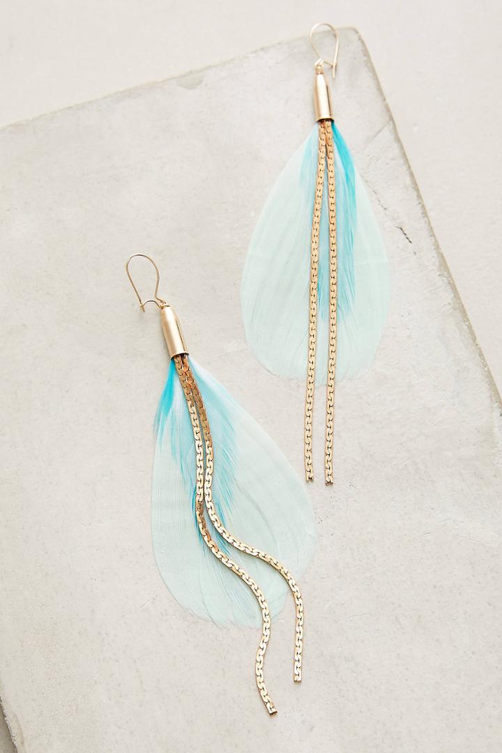 Serefina Peacock Feather Drop Earrings