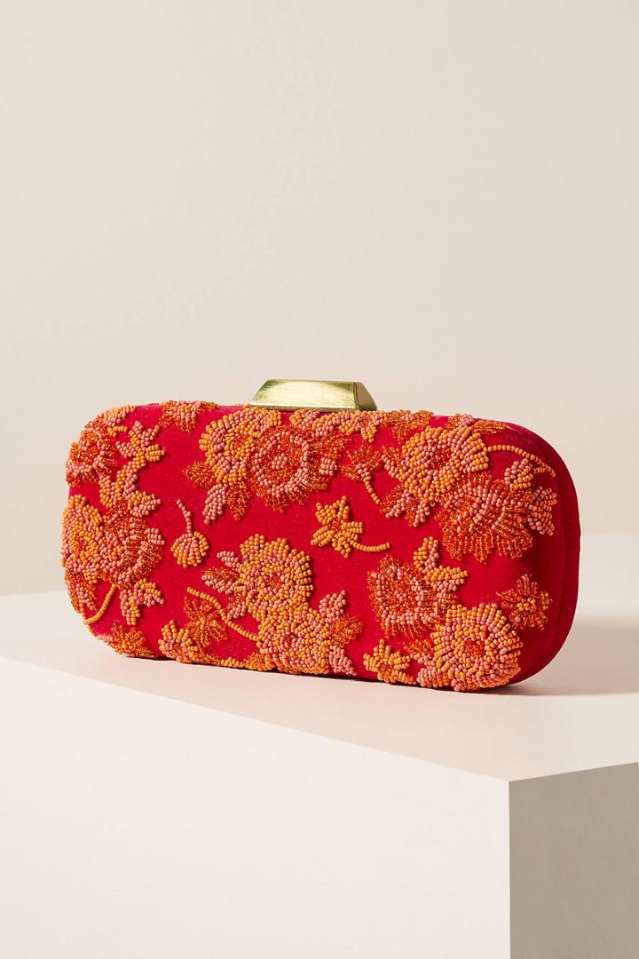 Anthropologie Colleen Embroidered Velvet Crossbody Bag