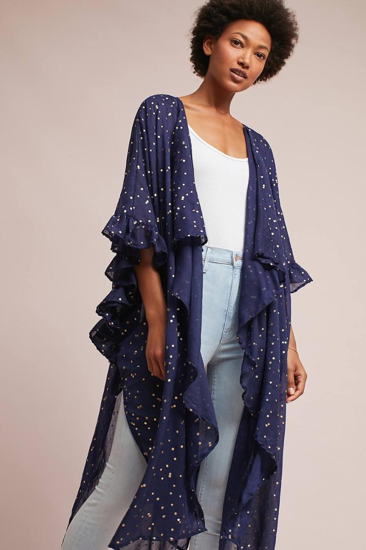 Anthropologie Ruffled Galaxy Kimono