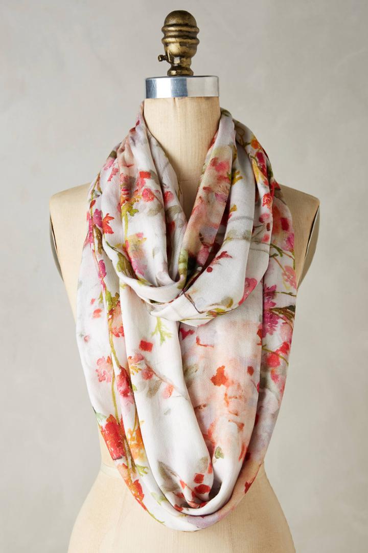 Anthropologie Rose Brushstroke Infinity Scarf