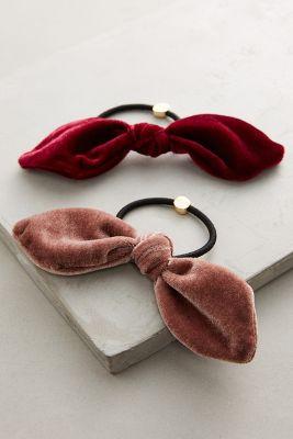 Anthropologie Velvet Bow Hair Tie Set