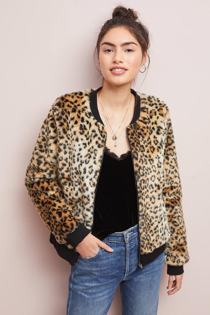 Skies Are Blue Leopard Faux Fur Jacket