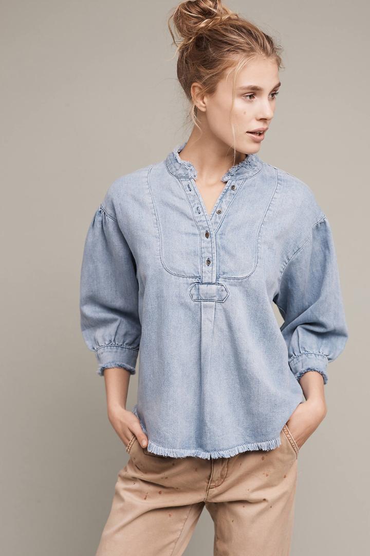 Holding Horses Frayed Chambray Henley