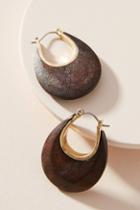 Anthropologie Sarah Wooden Hugger Hoop Earrings