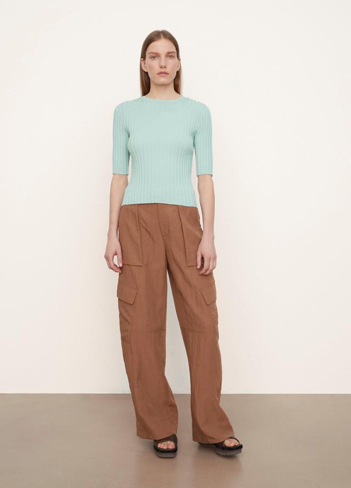 Vince Ribbed Elbow Sleeve Sweater