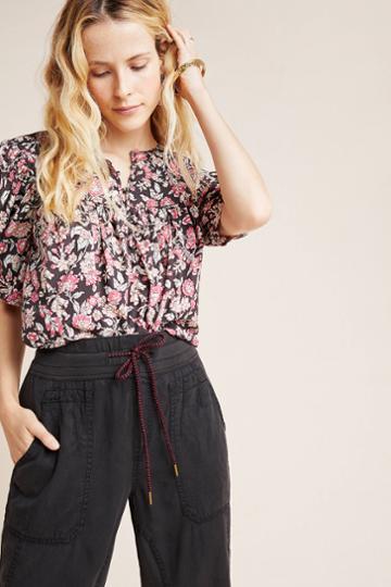 La Vie By Rebecca Taylor Charade Puff-sleeved Poplin Blouse