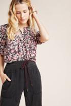La Vie By Rebecca Taylor Charade Puff-sleeved Poplin Blouse