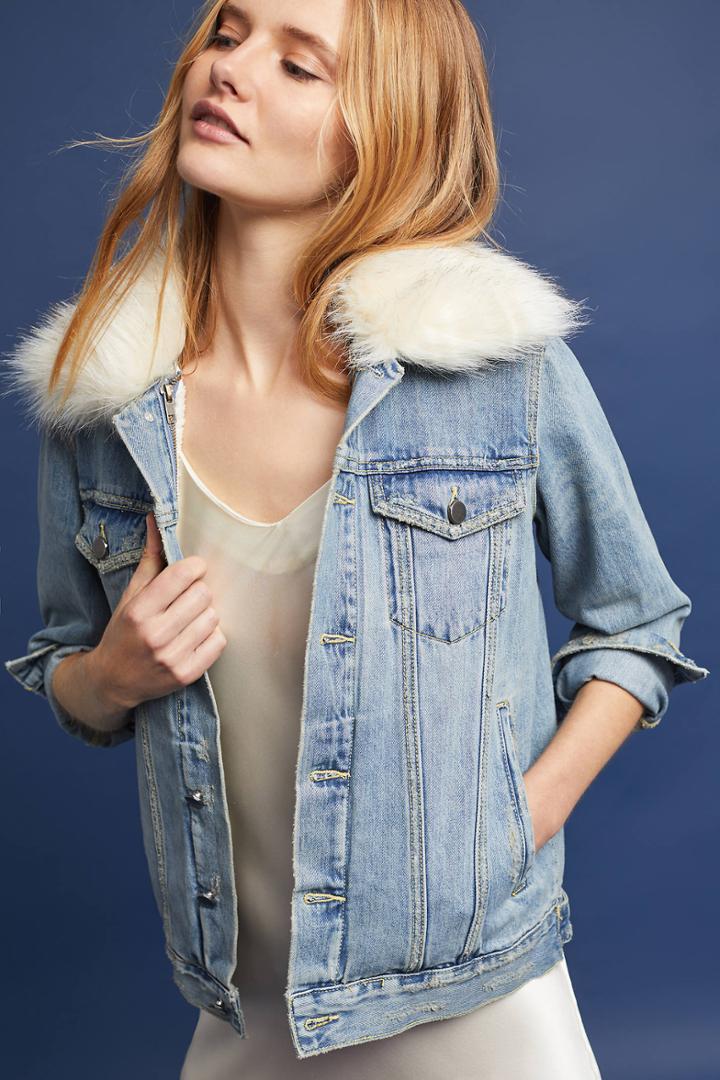 Heartloom Faux Fur-trimmed Denim Jacket