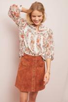Anthropologie Suede Button-front Mini Skirt