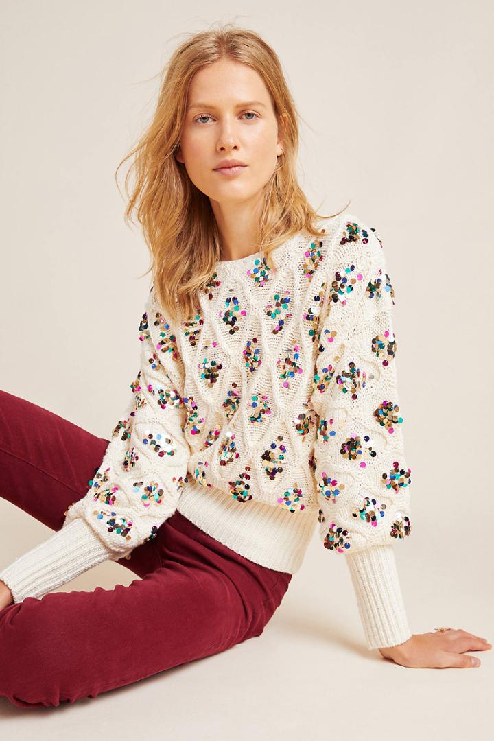 Anthropologie Lara Sequined Sweater