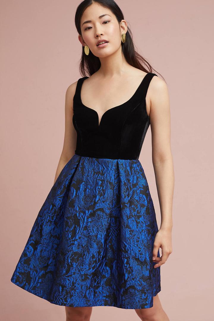 Donna Morgan Velvet & Jacquard Dress