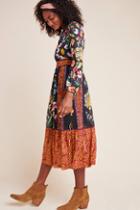 Anthropologie Adair Velvet-trimmed Midi Dress