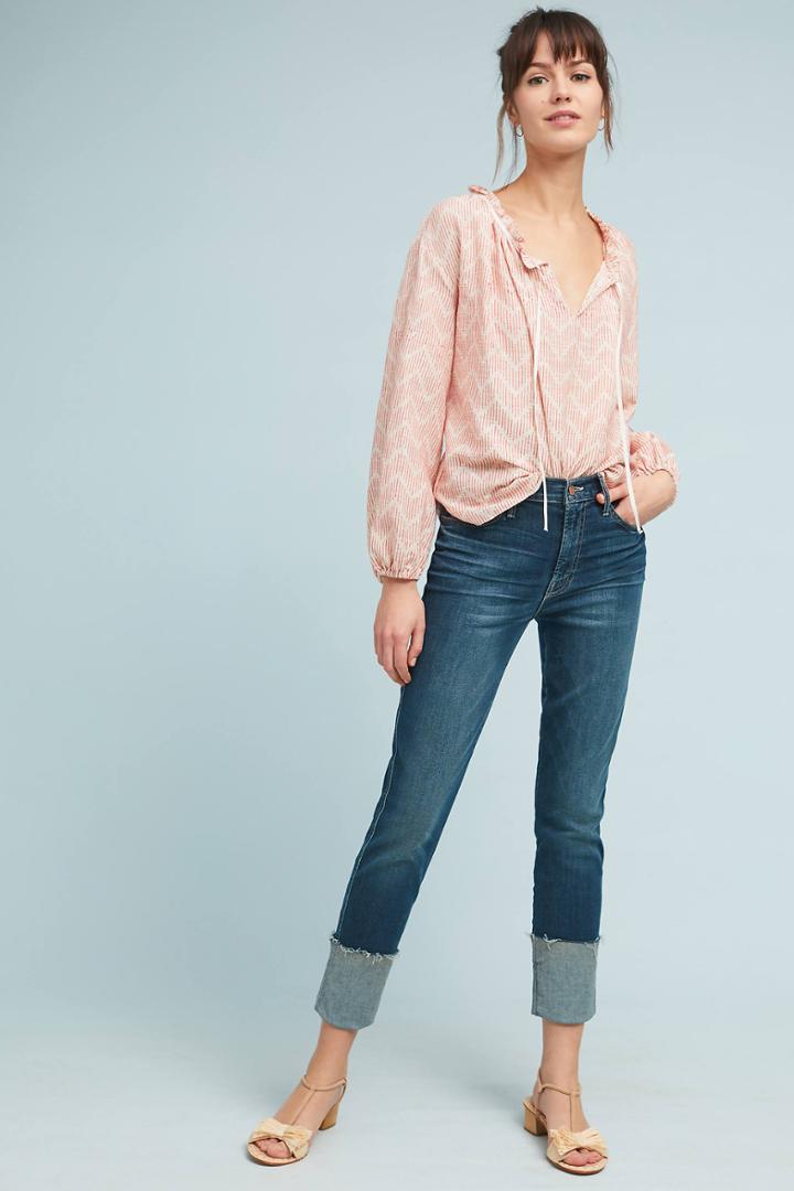 Mother The Ponyboy High-rise Cuffed Fray Jeans