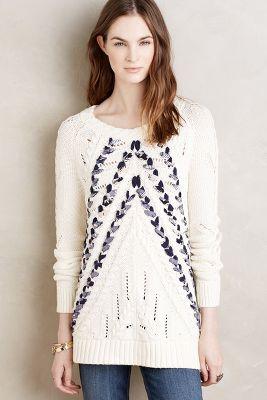 Knitted & Knotted Ribboned Cables Pullover