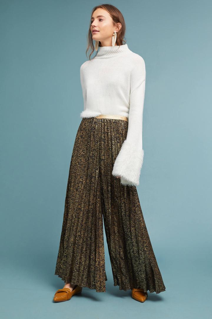 Geisha Pleated Metallic Trousers